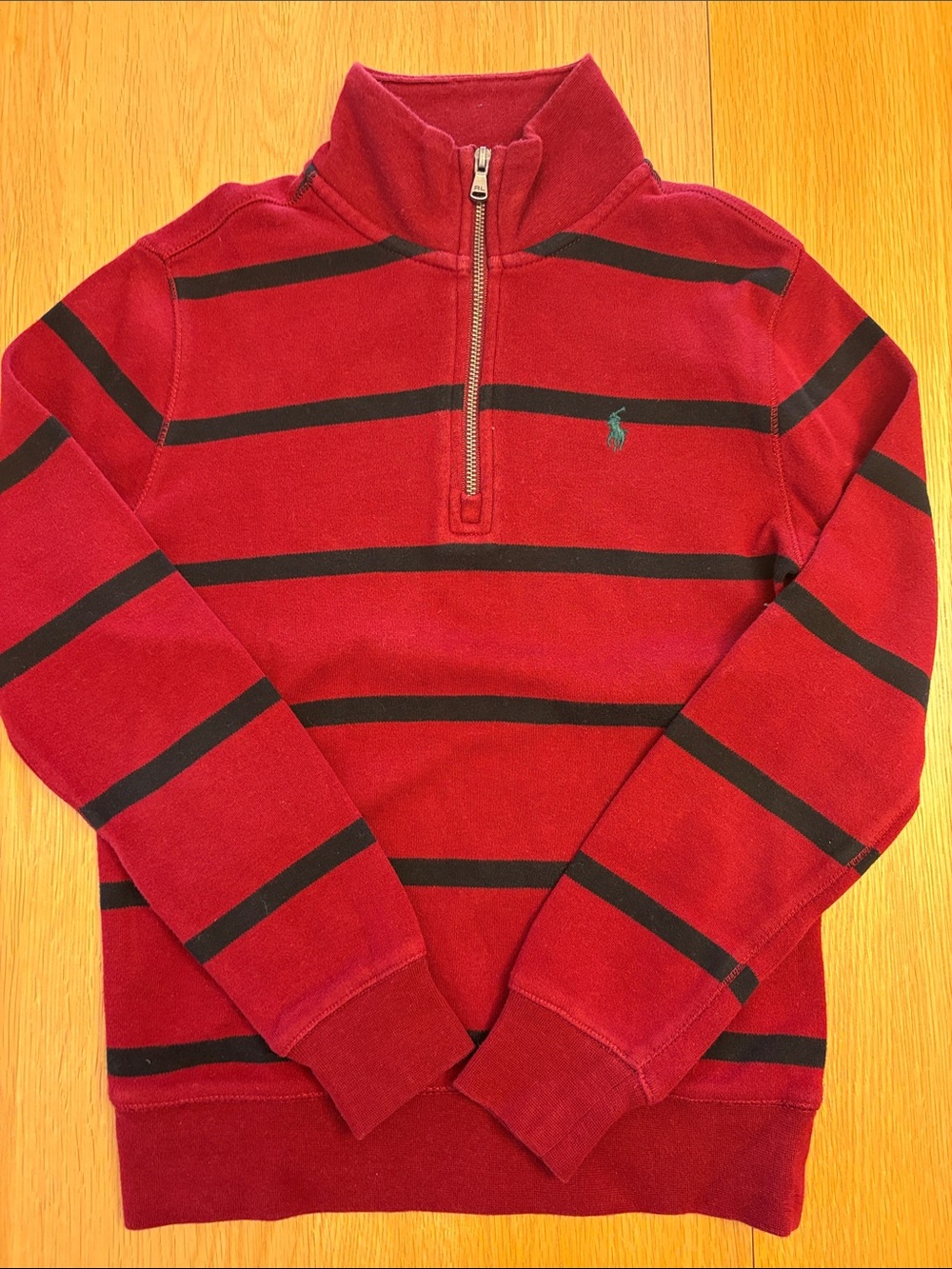 Perfect for Fall-Polo by Ralph Lauren Red&Black Striped Quarter-Zip size 7
